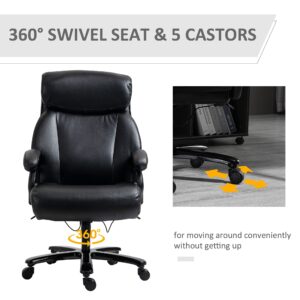 Vinsetto Big and Tall Executive Office Chair 396lbs with Wide Seat, Home High Back PU Leather Chair with Adjustable Height, Swivel Wheels, Black