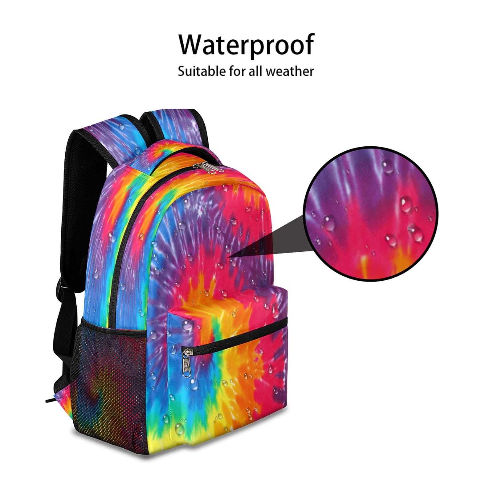 Rainbow Tie Dye Backpacks for Girls Boys, Abstract Travel Backpack Laptop Backpack Waterproof School Backpack Bookbags for Teens Kids Backpack with Multiple Pocket