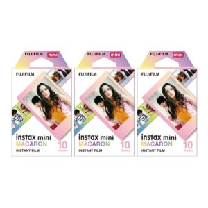 fujifilm instax mini macaron instant film bundle (10 exposures, 3-pack) (3 items)