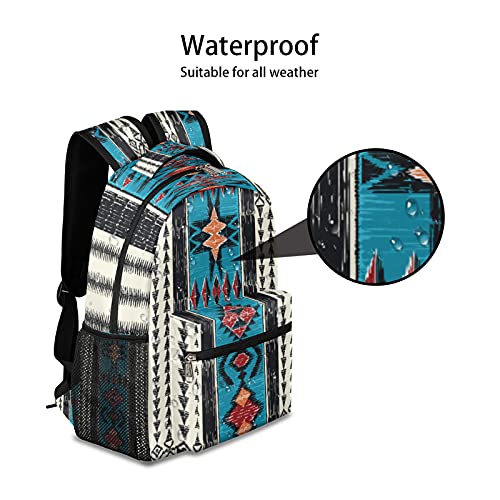 Aztec School Backpacks for Girl Student Daybag Water Resistant，Navajo Pattern Travel Schoolbag for Women/Men College Bookbags Medium