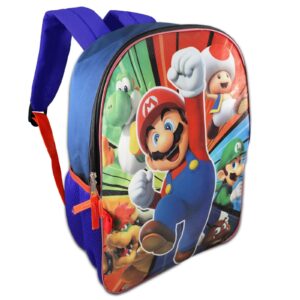 Mario Shop Super Mario Backpack With Lunch Box For Kids ~ 4 Pc Bundle Featuring Mario, Yoshi, and Luigi, With School Bag, Stickers, Lunch Bag And More | Nintendo School Supplies