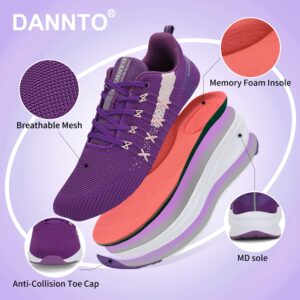 Dannto Women Running Shoes Lightweight Walking Sneakers Tennis Gym Athletic Sports Casual Fashion Jogging Purple,38,US 8