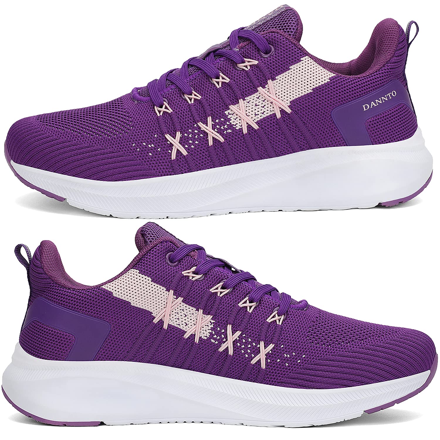 Dannto Women Running Shoes Lightweight Walking Sneakers Tennis Gym Athletic Sports Casual Fashion Jogging Purple,38,US 8