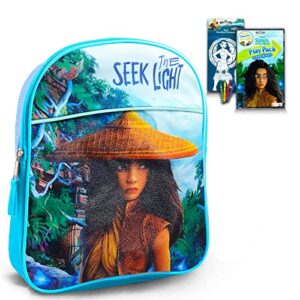 disney raya and the last dragon mini backpack for kids toddlers - 3 pc bundle with 11" raya school bag and moana stickers and more for girls and boys | raya school supplies travel bag set