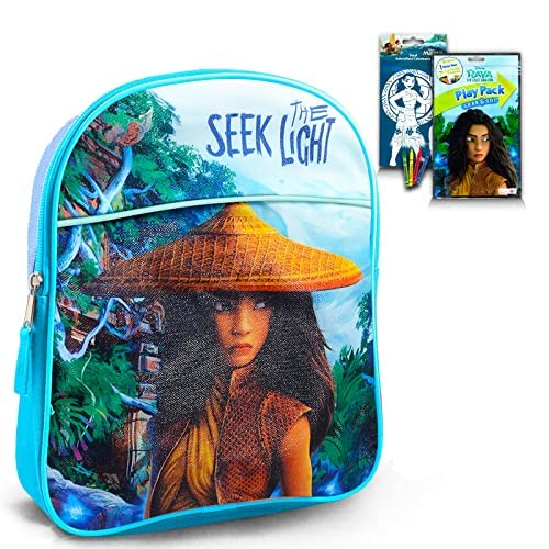 Disney Raya And The Last Dragon Mini Backpack For Kids Toddlers - 3 Pc Bundle With 11" Raya School Bag And Moana Stickers and More For Girls And Boys | Raya School Supplies Travel Bag Set