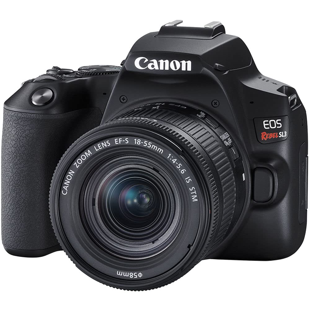 Canon EOS Rebel SL3 DSLR Camera with 18-55mm Lens (Black) + EOS Bag + Sandisk Ultra 64GB Card + Cleaning Set and More (Renewed)