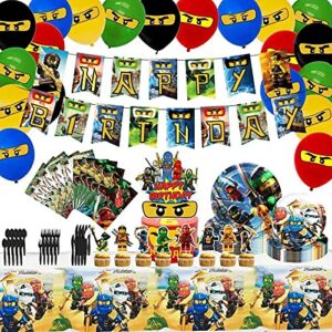 heidaman ninja birthday party supplies ninja party supplies ninja birthday decorations set include ninja banners balloons cake plates ninja tablecloth cake toppers(115pce)