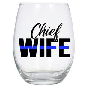 laguna design co. chief wife wine glass, 21 oz, police chief wife, police wife gift
