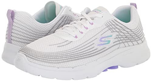 Skechers Women's GO Walk 6-Inner Joy Sneaker, White/Multi, 10