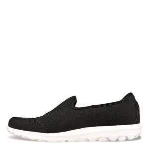 skechers women's go walk classic-10 year anniversary sneaker, black/white, 9