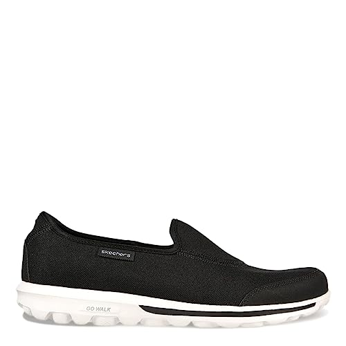 Skechers Women's GO Walk CLASSIC-10 Year Anniversary Sneaker, Black/White, 9