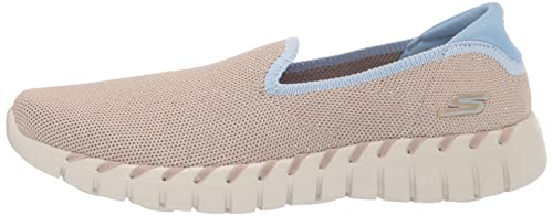 Skechers Women's GO Walk Smart 2-Stretch Knit Sneaker, Taupe/Blue, 7.5