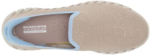 Skechers Women's GO Walk Smart 2-Stretch Knit Sneaker, Taupe/Blue, 7.5