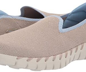 Skechers Women's GO Walk Smart 2-Stretch Knit Sneaker, Taupe/Blue, 7.5