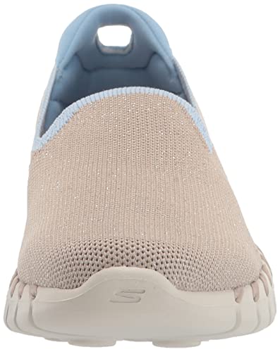 Skechers Women's GO Walk Smart 2-Stretch Knit Sneaker, Taupe/Blue, 7.5