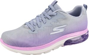 skechers women's go walk air 2.0-quick breeze sneaker, gray/lavender, 9.5