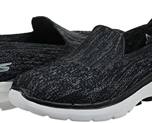 Skechers Women's GO Walk 6-Valerie Sneaker, Black/Gray, 8