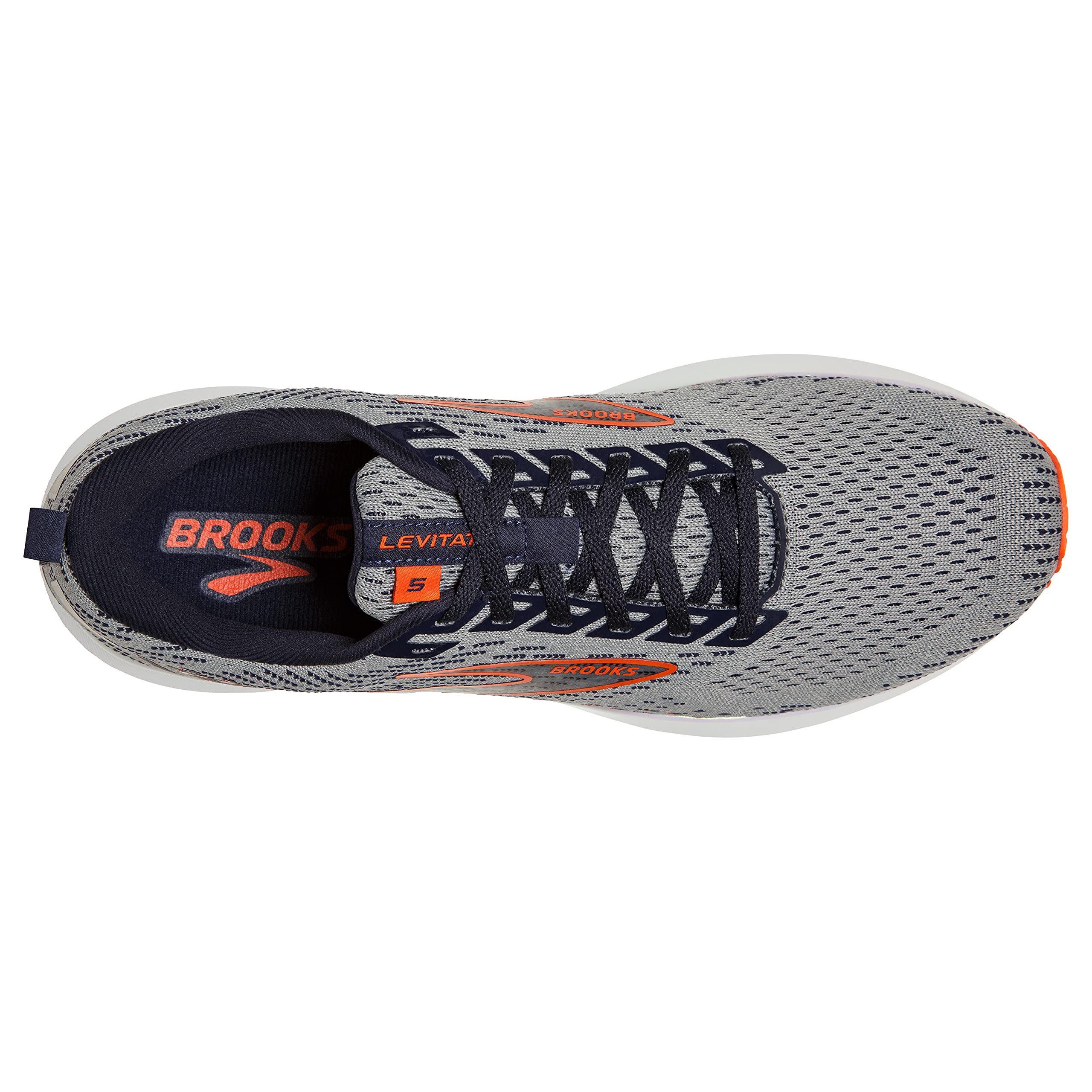 Brooks Men's Levitate 5 Neutral Running Shoe - Grey/Peacoat/Flame - 11.5 Medium