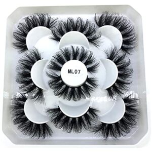 HBZGTLAD 5 Pairs 25 mm 3d Mink Lashes Bulk Faux with Custom Box Wispy Natural Mink Lashes Pack Short Wholesales Natural False Eyelashes (ML-07)