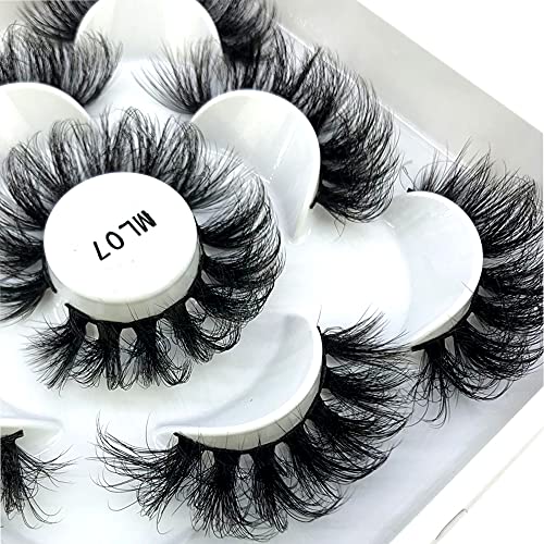 HBZGTLAD 5 Pairs 25 mm 3d Mink Lashes Bulk Faux with Custom Box Wispy Natural Mink Lashes Pack Short Wholesales Natural False Eyelashes (ML-07)