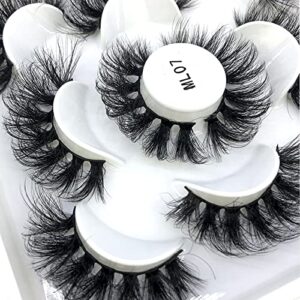 HBZGTLAD 5 Pairs 25 mm 3d Mink Lashes Bulk Faux with Custom Box Wispy Natural Mink Lashes Pack Short Wholesales Natural False Eyelashes (ML-07)