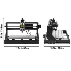 VEVOR CNC 3018-PRO Router Kit GRBL Control 3 Axis Plastic Acrylic PCB PVC Wood Carving Milling Engraving Machine, XYZ Working Area 300x180x45mm