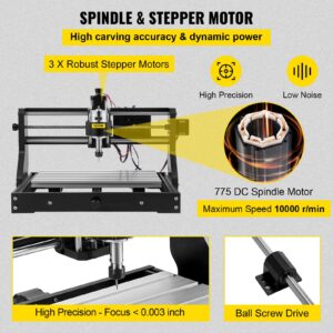 VEVOR CNC 3018-PRO Router Kit GRBL Control 3 Axis Plastic Acrylic PCB PVC Wood Carving Milling Engraving Machine, XYZ Working Area 300x180x45mm