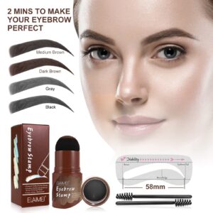 Eyebrow Stamp and Eyebrow Stencil Kit, Long Lasting Brow Stamp Kit for Perfect Eyebrow Makeup, Easy to Use, 10 Reusable Eye Brow Stencil Kit for Women Beginners (Medium Brown)