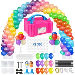 balloon arch kit and balloon pump, adjustable balloon arch 2 balloon stand with 120pcs balloons, water bases, 60 balloon clips, knotter for wedding graduation birthday party supplies decoration