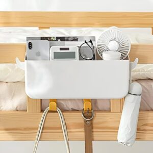 7UYUU Bunk Bed Shelf Bunk Bed Storage Caddy Accessories for Top Bunk Bedside Caddy Shelf for Dorm Bed Plastic Bunk Bed Hooks Decoration for Hanging in Loft Rv Camper - White