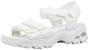 skechers women's d-lites-fresh catch sport sandal white 10