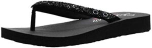 skechers women's meditation-daisy delight sport sandal black/black 8 wide