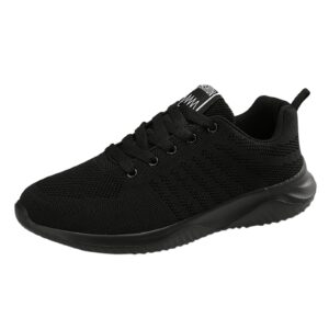 hbeylia golf walking shoes for women men fashion lace up lightweight slip on athletic sneakers outdoor sport running hiking tennis shoes for boys girls back to school work nursing shoes black
