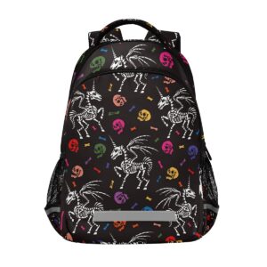panksolu unicorn skeleton skull backpacks lightweight laptop backpack school book bag travel hiking daypack for women men kids one size…