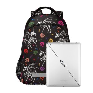 panksolu Unicorn Skeleton Skull Backpacks Lightweight Laptop Backpack School Book Bag Travel Hiking Daypack for Women Men Kids One Size…