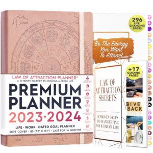 law of attraction planner sept 2023 to dec 2024 - weekly and monthly, a 16-month productivity planner, hourly planner, work planner for productivity & happiness, adhd planner and stickers, b5