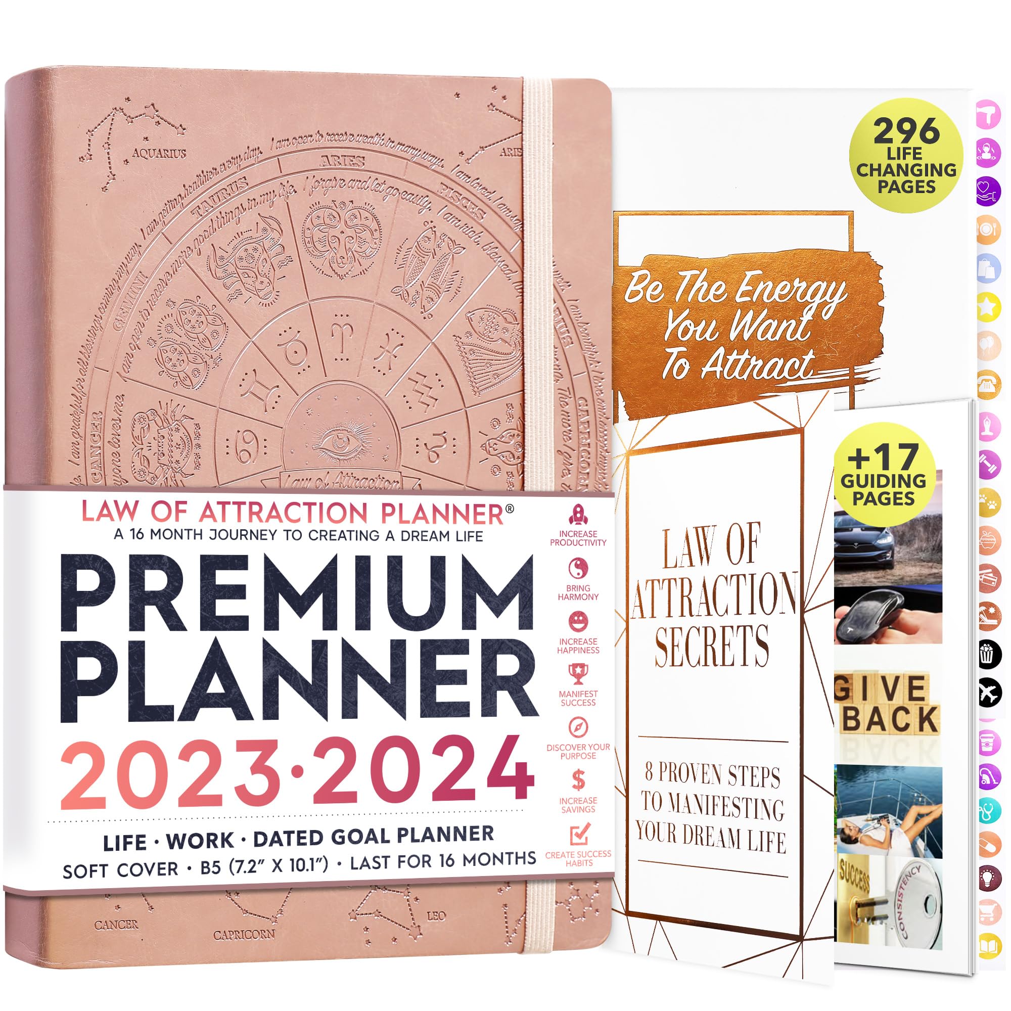 Law of Attraction Planner Sept 2023 to Dec 2024 - Weekly and Monthly, a 16-Month Productivity Planner, Hourly Planner, Work Planner for Productivity & Happiness, Adhd Planner and Stickers, B5