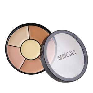 MEICOLY 6 Shades High Coverage Concealer,Tattoo Cover Palette,Cover Bruises, Tattoos, Age Spots, Vitiligo, Birthmarks,with 8 pcs White Makeup Sponges