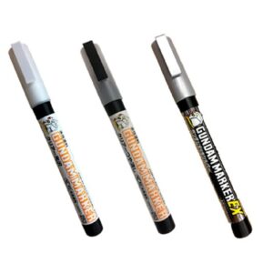 GSI Creos Gundam Marker 3 Types Set Clear Gloss, Clear Matte, Gundam Plated Silver With Kanji LOVE Sticker, 7.87 x 0.39 x 2.36 in