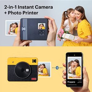 KODAK Mini Shot 3 Retro 4PASS 2-in-1 Instant Digital Camera and Photo Printer (3x3 inches) Initial 8 Sheets + 60 Sheets Gift Bundle, White (NOT Zink)