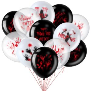 45 pieces 12 inch blood splatter balloons, bloody handprint footprint zombie latex balloons halloween scary party decoration for halloween vampire zombie scary haunted house crime scene party supplies
