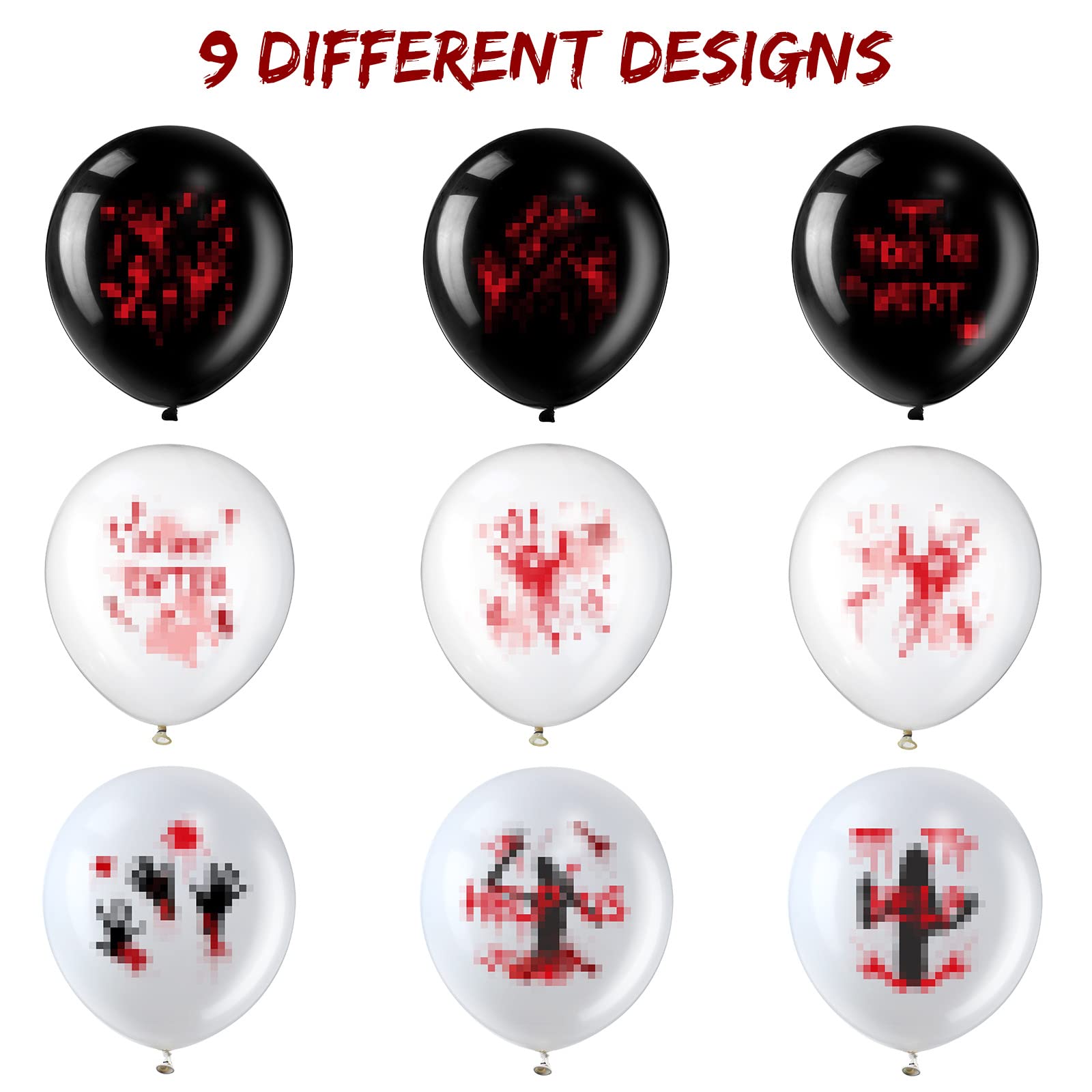 45 Pieces 12 Inch Blood Splatter Balloons, Bloody Handprint Footprint Zombie Latex Balloons Halloween Scary Party Decoration for Halloween Vampire Zombie Scary Haunted House Crime Scene Party Supplies