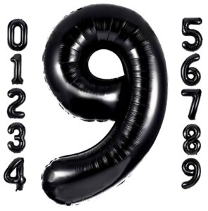 40 inch large black number 9 balloon extra big size jumbo digit mylar foil helium balloons for birthday party celebration decorations graduations wedding anniversary baby shower supplies photo shoot