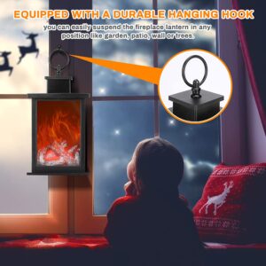 Fireplace Lamp Led Flame Log Effect Rectangle Fire Place Lantern USB Powered Simulation Flameless Fire Lights Battery Operated Fire Flame Lamp for Home Decor Indoor Christmas Ornaments (Medium)