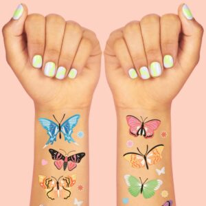 xo, Fetti Butterfly Temporary Tattoos - 46 Glitter Styles | Rainbow Fairy Birthday Party Supplies, Monarchs, Hearts, Flowers, Garden Arts and Crafts