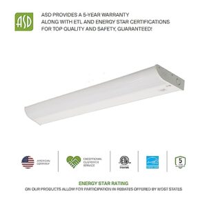 ASD LED Under Cabinet Lighting, 32 inch 16W 1057 LM, Dimmable Hardwired Under Cabinet Lights for Kitchen, 3000K Soft/4000K Cool/5000K Daylight, Under Counter Light Fixtures, ETL Energy Star, White