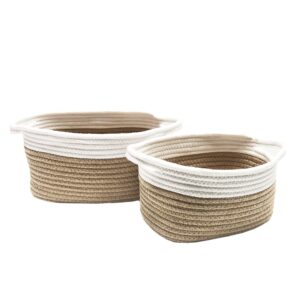 levtex baby collection - beige and white rope storage baskets (pack of 2) - nursery accessories - measurements: (9.8 x 8 x in.), & (12 x 8 x 6.5in.)