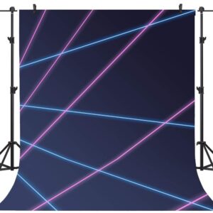 Sensfun Laser Line Photography Backdrop Neon Laser Tag Birthday Party Night Game On Indoor Photobooth Background Glow Photo Studio Backdrops Fabric 5x7ft