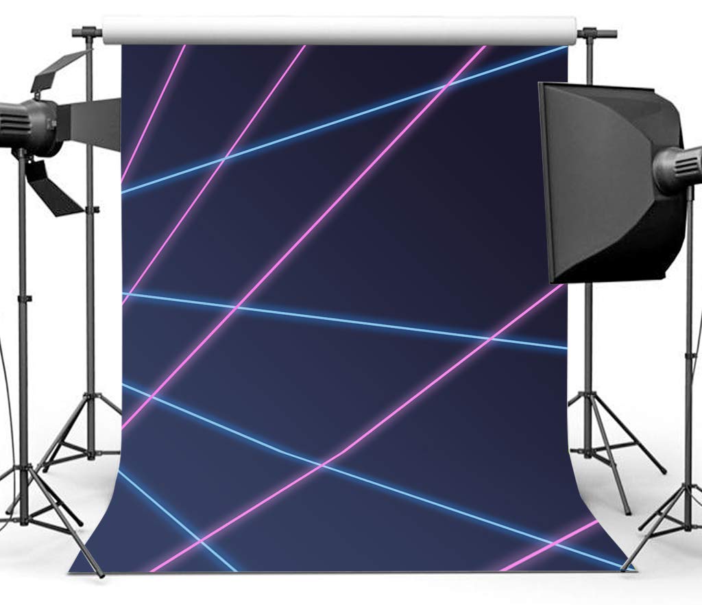 Sensfun Laser Line Photography Backdrop Neon Laser Tag Birthday Party Night Game On Indoor Photobooth Background Glow Photo Studio Backdrops Fabric 5x7ft