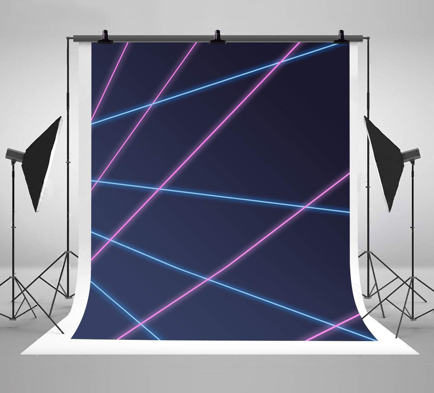 Sensfun Laser Line Photography Backdrop Neon Laser Tag Birthday Party Night Game On Indoor Photobooth Background Glow Photo Studio Backdrops Fabric 5x7ft